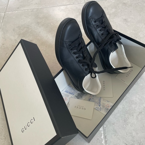 Gucci Other - Authentic Gucci Ace Perforated Interlocking G Black Sneakers,  Gucci Size 8
